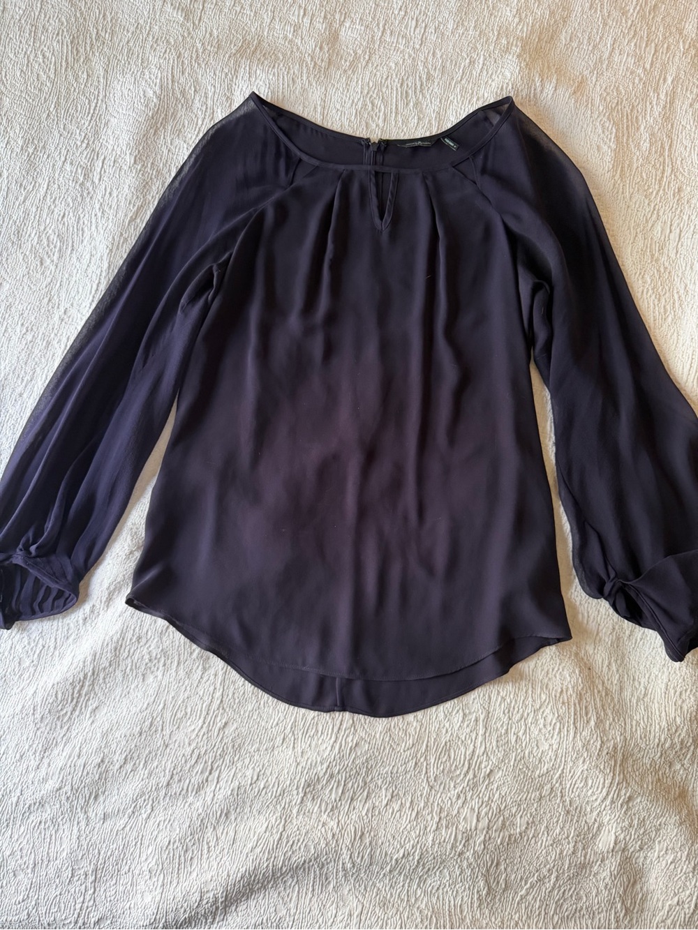 Guess by Marciano Long-Sleeve Navy Chiffon Blouse